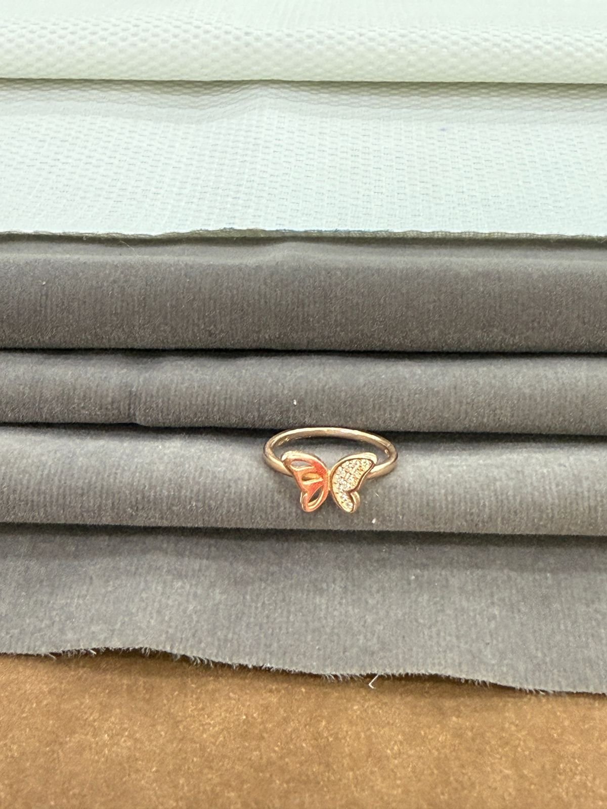 92.5 Silver Rose Gold Plated Butterfly Ring